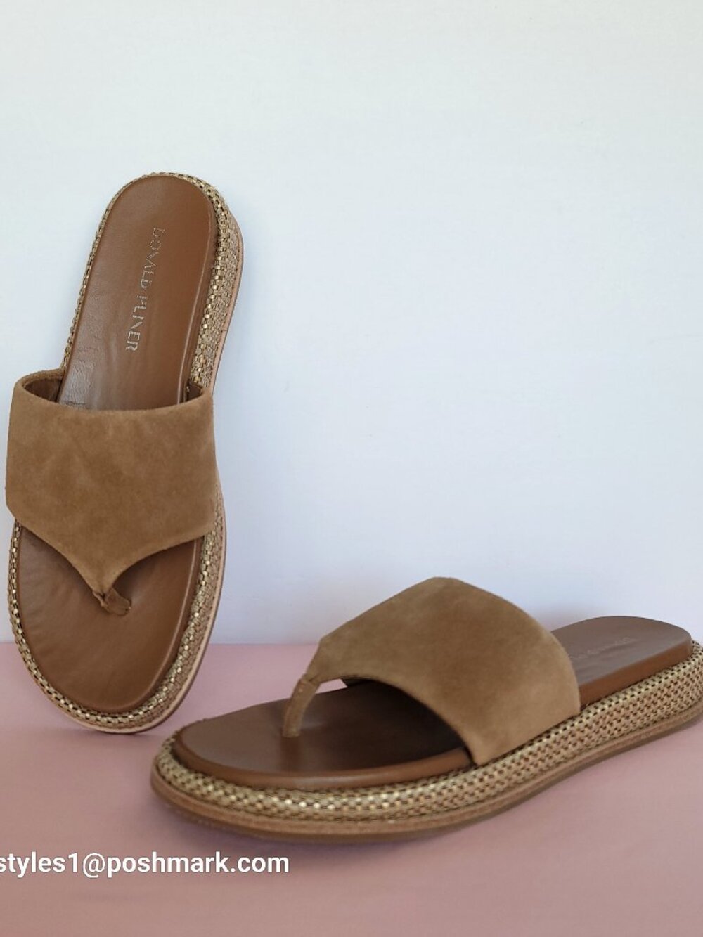DONALD PLINER Aneeta Wedge Slip-on Sandals- Women’s Size 9.5M -Saddle Color⭐
